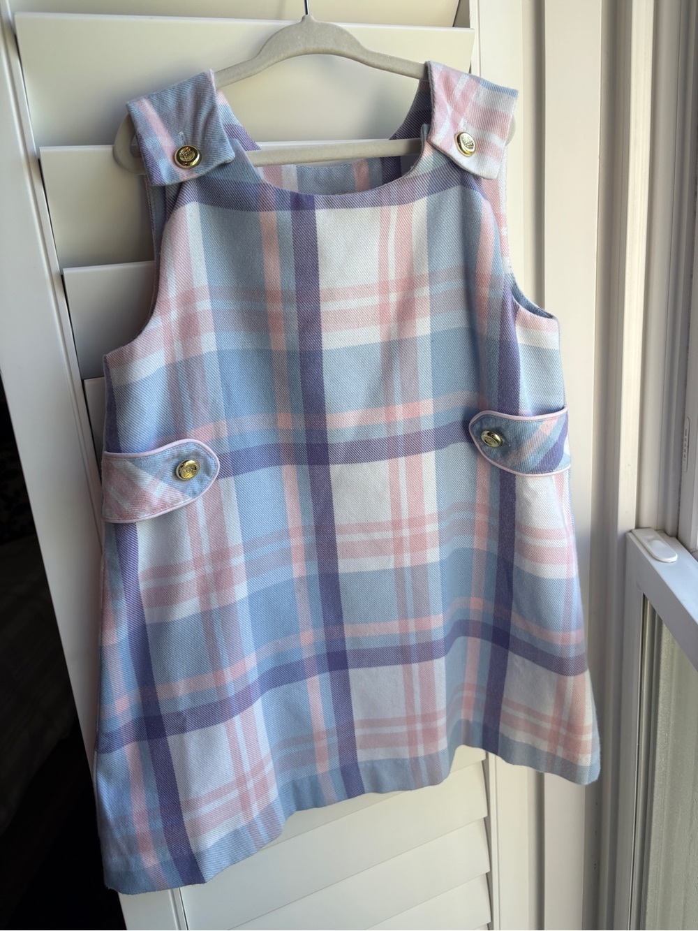 Pastel Plaid Sleeveless Shift Dress - Lavender & Pink - Picture 2 of 2